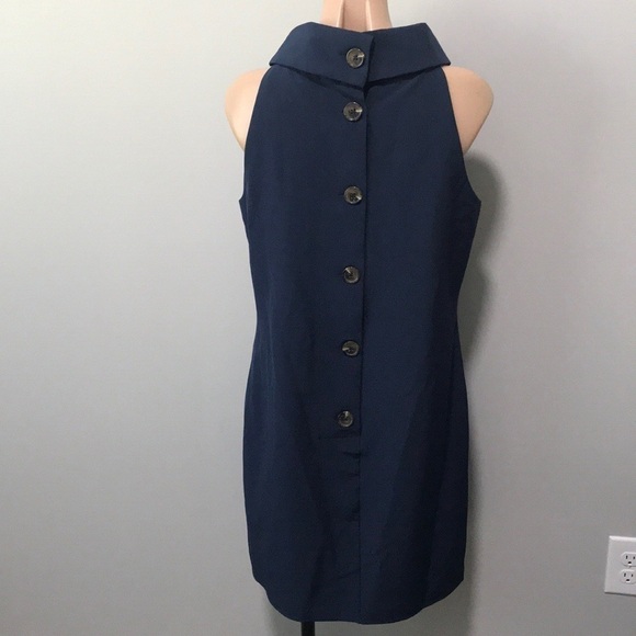 Sail to Sable Navy Cowl Neck Button Back Dress - Picture 5 of 9